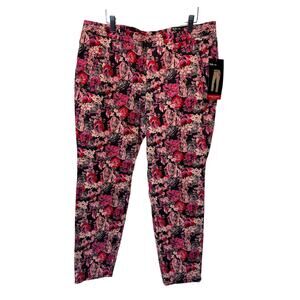 Style and Co Pants Wmns Size 14 Tummy Control Ankle Skinny Floral Rose Print